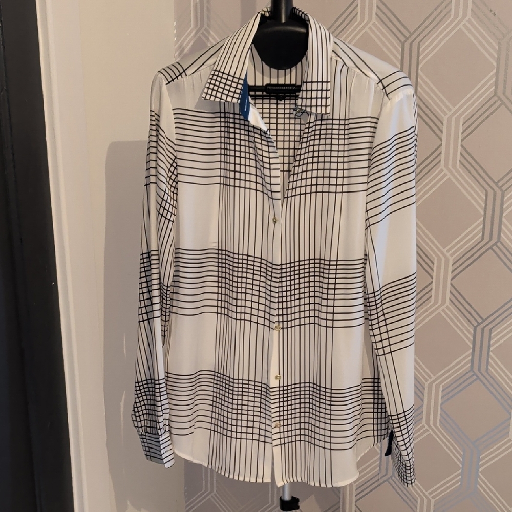 Banana Republic Navy and White Striped Shirt